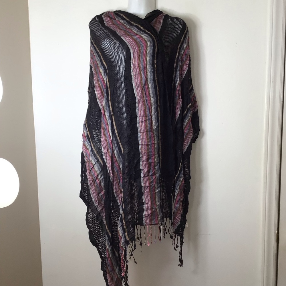 Bijoux Terner Black Knit Scarf with Pink Highlights India